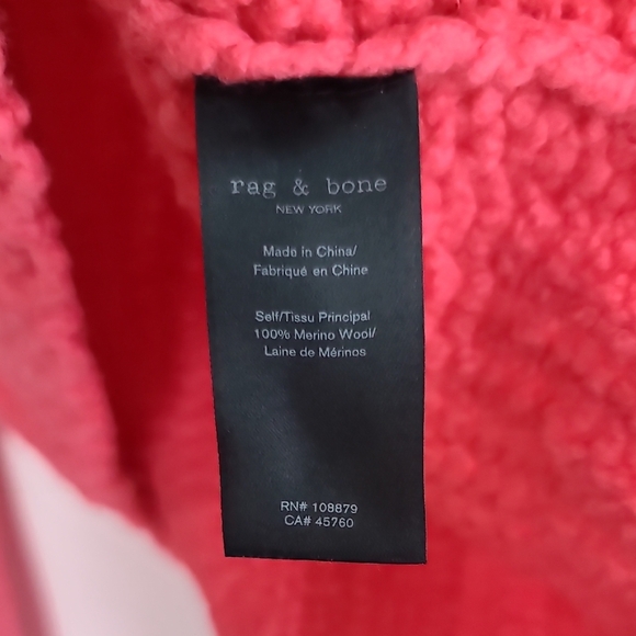RAG & BONE Arizona Merino Wool Open Knit Sweater in Pink Size XS - Picture 3 of 16